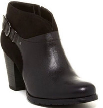 Clarks Black Women Mission Parker Heel Bootie Size 9.5 Block Heel Leather - £19.75 GBP