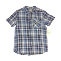 NWT Lucky Brand Men&#39;s Blue Flannel Rockabilly Short Sleeve Shirt (Runs Small) - £19.33 GBP