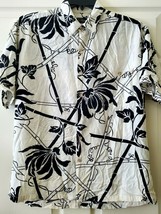 Tori Richard Men&#39;s M Button Up Shirt Bamboo Floral 100% Rayon Black &amp; White - £24.87 GBP