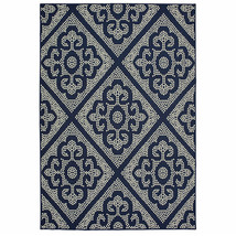 2&#39; X 4&#39; Blue and Ivory Geometric Stain Resistant Indoor Outdoor Area Rug - $852.80 MXN