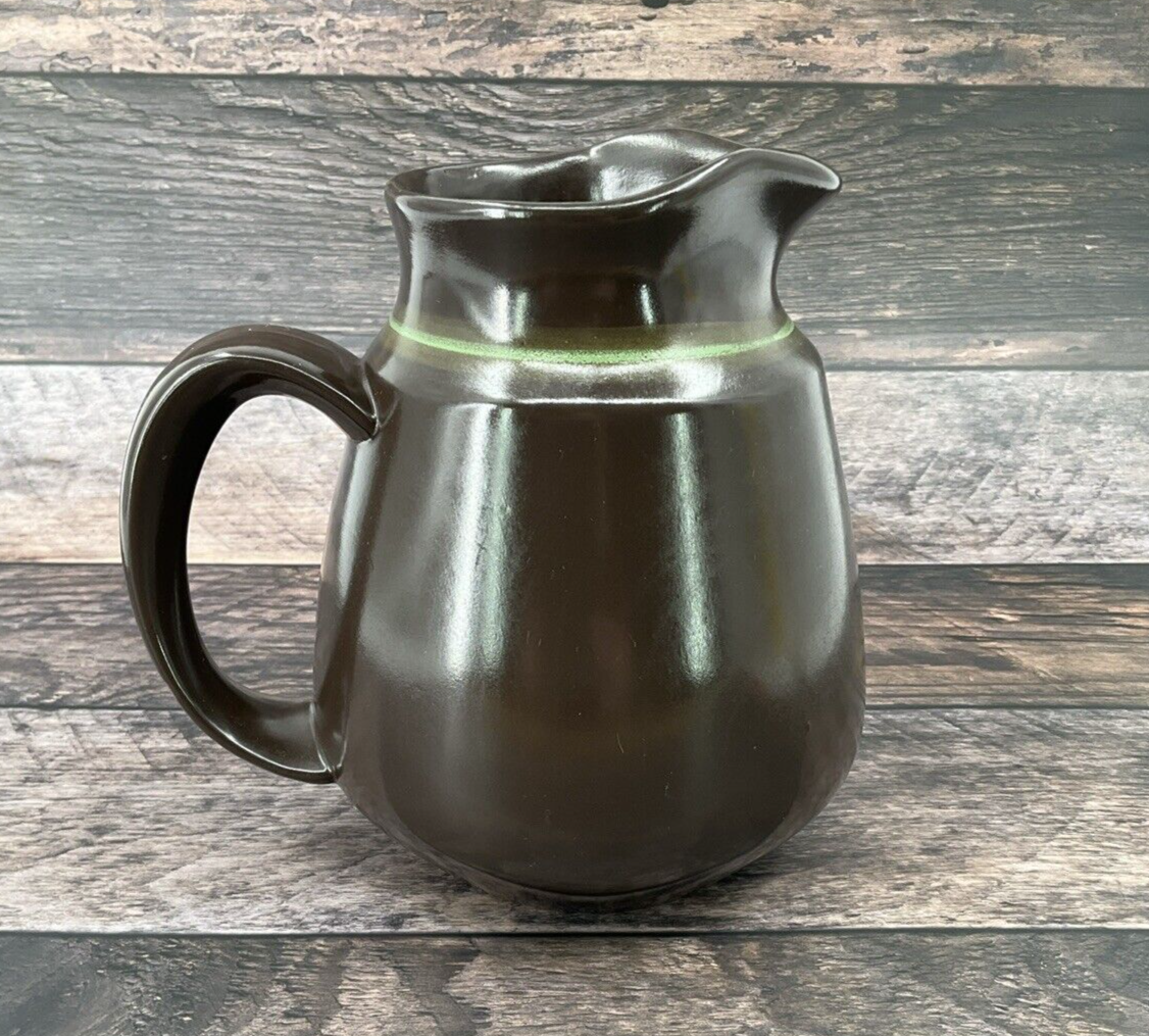 Franciscan Madeira 7&quot; Tall Pitcher Brown Green Ring USA - $29.69