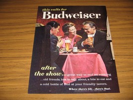 1962 Print Ad Budweiser Beer Couples Drink Bud at Dinner - £9.81 GBP