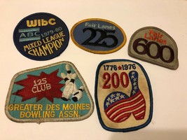 Lot of 5 Vintage Bowling Patches WIBC Fair Lanes Bicentennial 1970&#39;s - £15.73 GBP