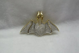 14K Yellow Gold Plated Silver 3Ct Simulated Diamond Bat Charm Pendant Women - $197.99