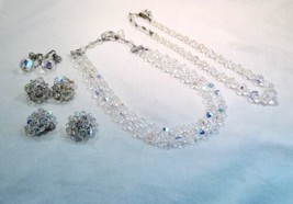 Vintage Signed Laguna Crystal Aurora Borealis Necklaces &amp; Earrings Lot K899 - £36.45 GBP