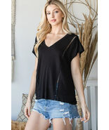 Women's Short Sleeve V Neck Top - $21.50
