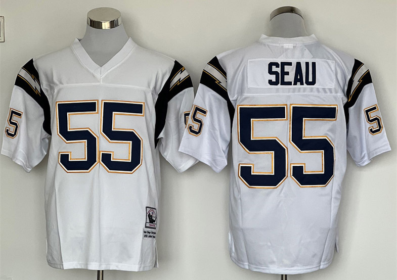 Men&#39;s Junior Seau #55 Stitched Jersey White Brown - $55.89