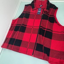 Chaps Ralph Lauren Vest Jacket Women&#39;s Plus Size 3X Buffalo Plaid Full Z... - $29.67