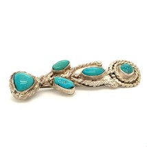 Vintage Sterling Southwest Zuni Style Inlay Turquoise Stone Floral Brooch Signed - £73.70 GBP