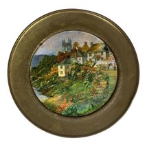 VTG Brass Wall Plate 3d Velvet Countryside Landscape Made in England Foil Art  - £14.70 GBP