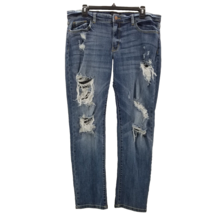 Judy Blue Jeans Womens 15 32 Blue Distressed Boyfriend Fit Tapered Denim... - $36.18