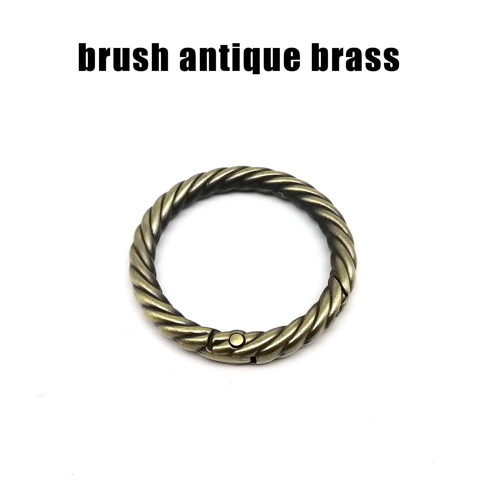 Spring O Ring Open Twist Leather Bag -inside diameter 20mm brush antique... - $3.12 CAD
