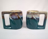 Pair Of Vtg Rodolfo Padilla Drip Glaze Stoneware Coffee Mugs Signed - £19.53 GBP
