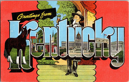 Greetings From Kentucky Blue Grass State Large Big Letter Postcard Chrome (C5) - £6.76 GBP