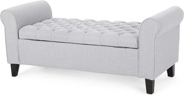 Keiko Fabric Armed Storage Bench, Light Grey, By Christopher Knight Home. - £126.25 GBP