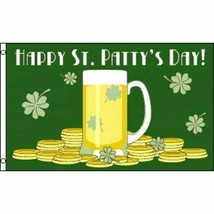 3x5 Happy St. Patty&#39;s Patricks Day Flag 3&#39;x5&#39; house banner Beer Gold Shamrock - £13.43 GBP