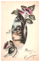 Postcard Merry Christmas Ralph Dille Hand Colored Winter Scene Snow Orchid 1909 - £9.52 GBP