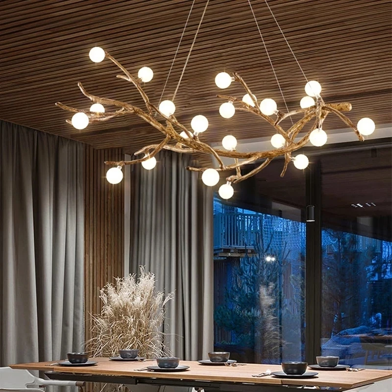 Nordic Retro LED Chandelier For Living Bedroom Tree Branch Art Ceiling P... - $76.06+
