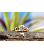 1.5 CT Heart Shaped Engagement Ring, 14K Gold Prong Set Five Stone Weddi... - $1,338.43 MXN+