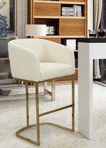 Iconic Home Tess Bar Stool Chair PU Leather Upholstered Shelter Arm Design - £244.95 GBP