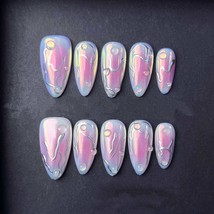 Iridescent Galaxy Drip Press On Nails Manicure press on artificial glue ... - $565.00 MXN