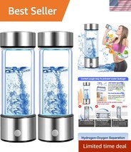 2-Pack Portable Hydrogen Water Bottles with 3-Minute Ionizer - Glass &amp; S... - $1,083.55 MXN
