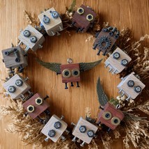 Mini Wooden Steampunk Robot Keychain Gift For Him Mechanical Robot Bag A... - $24.37