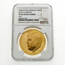 1963 Royal Beeger German Gold Medal Kennedy 49.25 g NGC PF65 Ultra Cameo - $9,899.99
