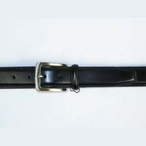 Men VALENTINI Stitched Leather Belt Classic Pin Buckle Business Dress V711 Black image 3
