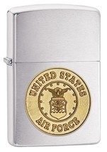 Zippo Lighter - Air Force Crest Brushed Chrome - 280AFC - £28.74 GBP