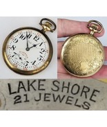 rare antique pocket watch 21 JEWEL &quot;Lake Shore&quot; Monitor 14k plated case - $180.34 CAD