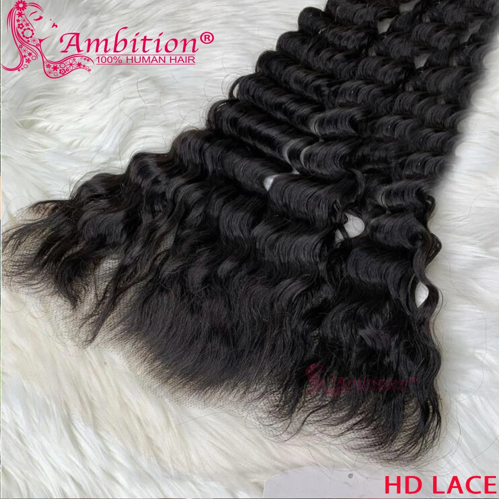 Invisible 13x4 13x6 HD Lace Frontal Deep Wave 5x5 6x6 HD Lace Top Closures Remy - £61.98 GBP+