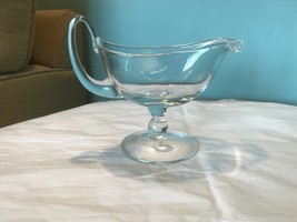 VTG Tall elegant Glass Pedestal Footed Gravy Sauce Server Boat - £17.13 GBP