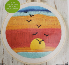 Bucilla Sunset Stamped Embroidery 49318E 6&quot;x6&quot; Beginner New - $19.75