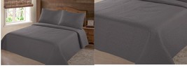 GRAY SILVER NENA SOLID CLOSOUT QUILT BEDDING BEDSPREAD COVERLET PILLOW C... - $58.99