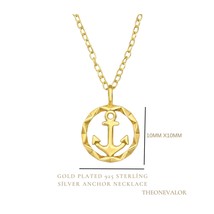 Gold Anchor 925S Silver Necklace Friendship U.S Navy Sailor Mom Wife Sis... - $24.30