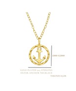 Gold Anchor 925S Silver Necklace Friendship U.S Navy Sailor Mom Wife Sis... - $461.88 MXN