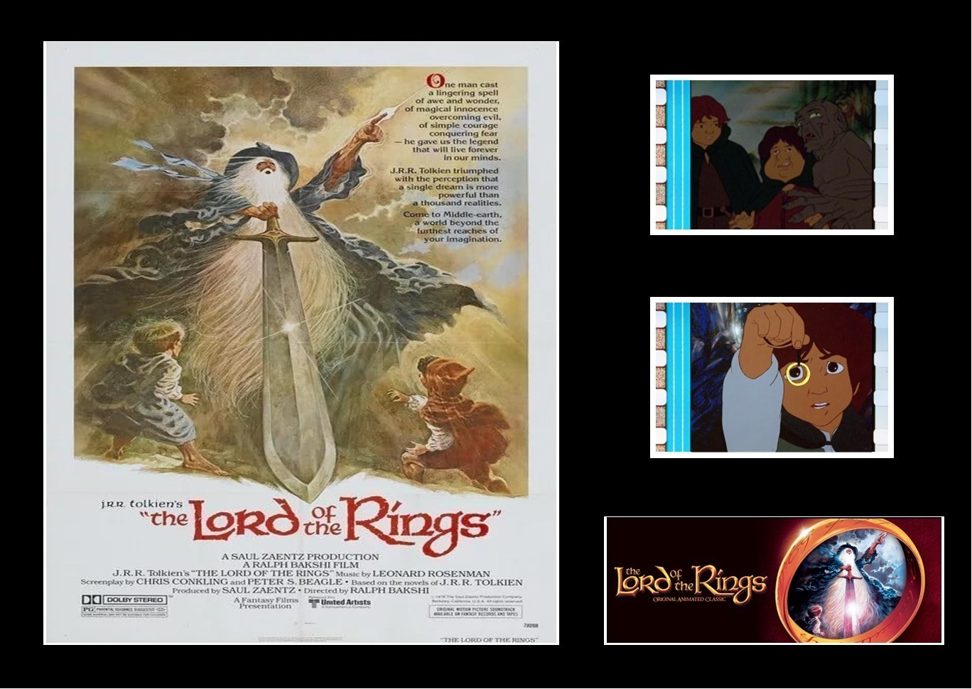 Lord Of The Rings Cartoon Film Cell Display  Amazing With COA Item image 2