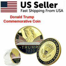 Keep America Great 2020 Donald Trump Commemorative Gold Coin American Pr... - $5.79