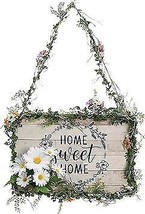 Welcome Sign Front Door Decoration Artificial Greenery Rustic Rectangle Wood - £14.96 GBP