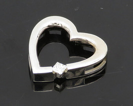 14K GOLD - Vintage Genuine Diamond Open Love Heart Pendant - GP034 - £213.78 GBP