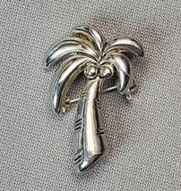 Vintage Coconut Palm Tree Tropical Beach Silver-tone Pendant Brooch Pin ... - £15.69 GBP