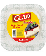 Glad Square Disposable Paper Plates with Gray Victorian Print|Soak /Cut-... - £7.37 GBP
