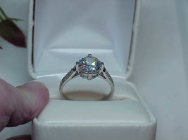 QVC DQ Sterling Diamonique Solitaire 4.00ct CZ Ring Ornate Band Sz 10 ~ 3.9Grams - £68.87 GBP