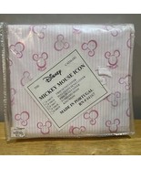 Disney Mickey Mouse Signature Head Pink Striped King Duvet Cover Icon - $69.29