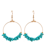 TURQUOISE COLORED STONE ROUND DANGLE EARRINGS (SOLD BY THE PAIR) JL684 w... - $9.49