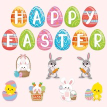 46 Pieces Easter Egg Cutouts Bulletin Board Decoration, Easter Bunny Cutouts Col - £11.95 GBP