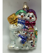 Radko snowman family winter portrait blown ornament glass xmas tree holiday - $48.45 CAD