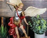 Large Baroque Saint Michael The Archangel Trampling On The Devil Statue - $55.99