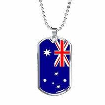 Express Your Love Gifts Australia Flag Necklace Australia Engraved Stainless Ste - £47.27 GBP